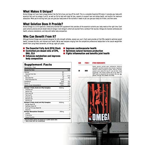 Animal Omega - Omega 3 6 Supplement - Fish Oil, Flaxseed Oil, Sal...