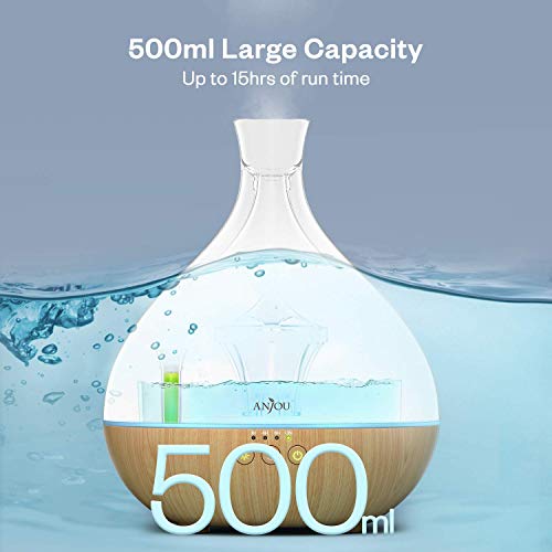 Essential Oil Diffuser,Anjou 500ml Cool Mist Humidifier,One Fill ...