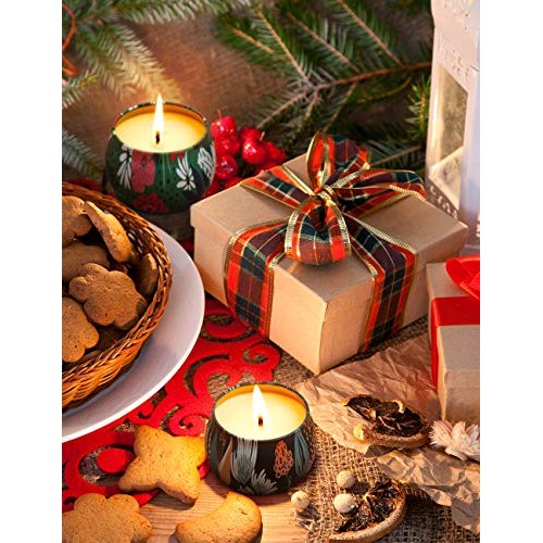 Scented Candles Gift Set, 4 Cans Made of 100% Natural Soy Wax wit...