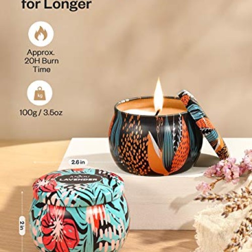 Scented Candles Gift Set, 4 Cans Made of 100% Natural Soy Wax wit...