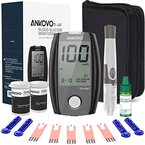 Blood Glucose Monitor Kit, ANKOVO Diabetes Testing Kit with Blood...