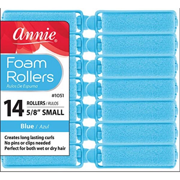 Annie Salon Style Small Foam Hair Rollers - 5/8 Blue - 14 Piece ...
