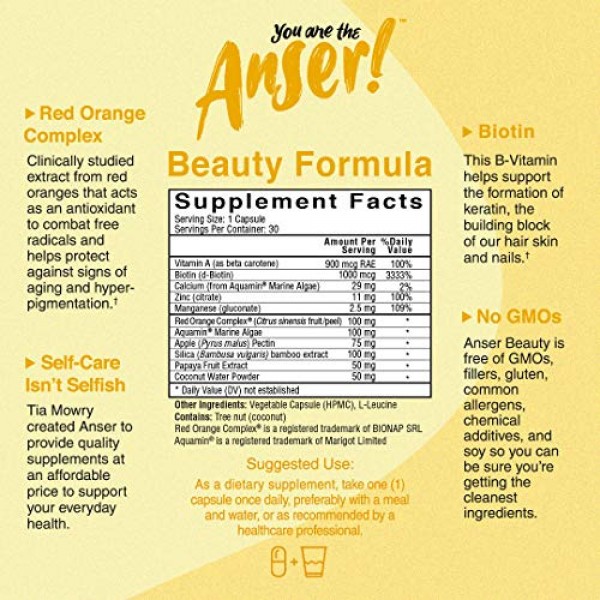 Biotin 1000mcg High Potency Beauty Supplement - Supports Hydratio...