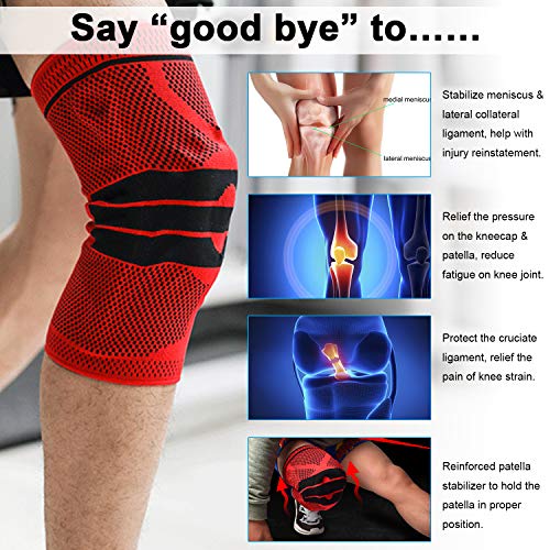 Knee Brace, Knee Support Compression Sleeve with Side Stabilizers...