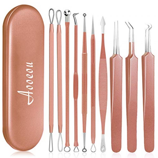10 PCS Blackhead Remover Tool Kit, Aooeou Professional Stainless ...