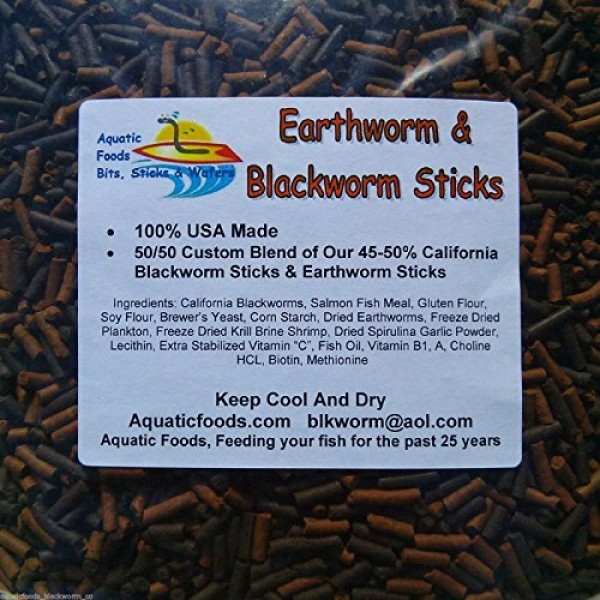 Aquatic Foods Inc. S&B Earthworm & Blackworm Sticks, Great for Ca...
