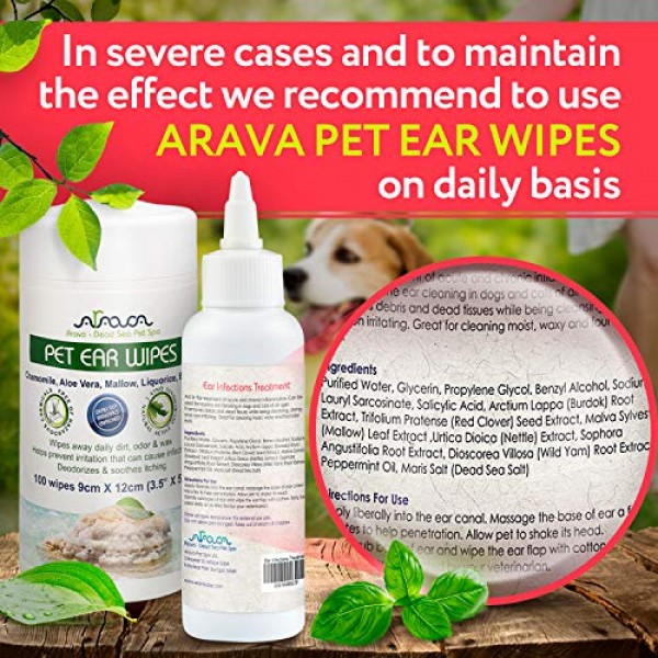Arava Natural Ear Infection Treatment - for Cats & Dogs - Pet Oti...