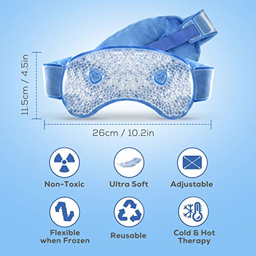 Arkmiido Gel Beads Cold Eye Mask, Cooling Eye Mask for Swollen Ey...