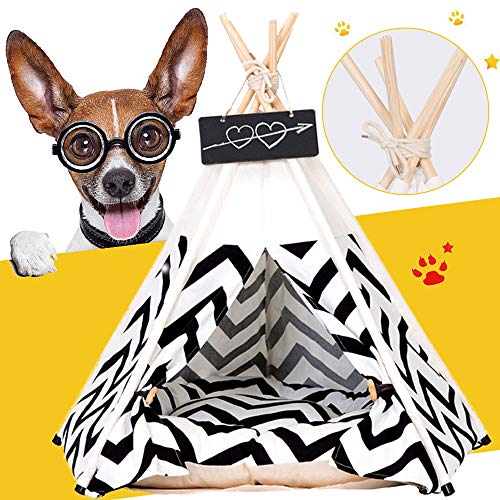 Arkmiido Pet Tent for Dogs Puppy Cat Bed White Canvas Dog Cute Ho...