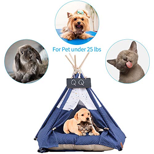 Pet Teepee Dog & Cat Bed with Cushion- Luxery Dog Tents & Pet Hou...