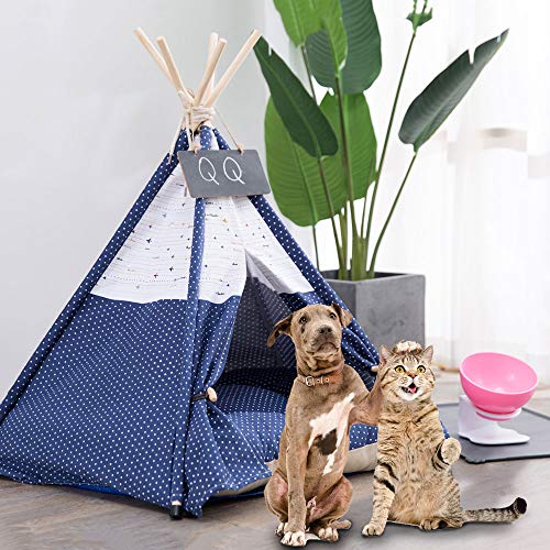 Pet Teepee Dog & Cat Bed with Cushion- Luxery Dog Tents & Pet Hou...