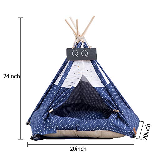 Pet Teepee Dog & Cat Bed with Cushion- Luxery Dog Tents & Pet Hou...