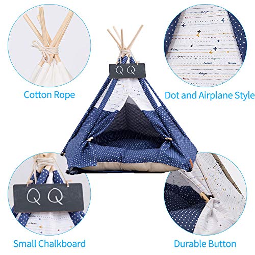 Pet Teepee Dog & Cat Bed with Cushion- Luxery Dog Tents & Pet Hou...