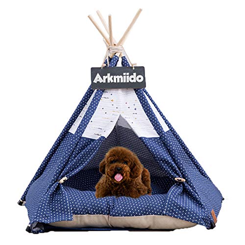 Pet Teepee Dog & Cat Bed with Cushion- Luxery Dog Tents & Pet Hou...