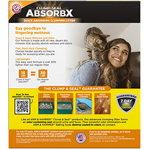 Arm & Hammer for Pets Clump & Seal AbsorbX Clumping Litter, Multi...