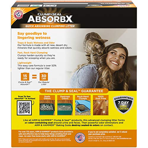Arm & Hammer for Pets Clump & Seal AbsorbX Clumping Litter, Multi...
