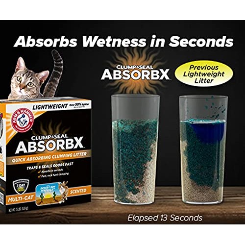 Arm & Hammer for Pets Clump & Seal AbsorbX Clumping Litter, Multi...