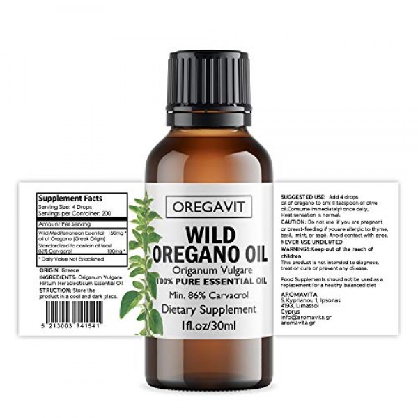 AROMAVITA Oregavit Pure Wild Greek Essentials Oil, Certified Herb...
