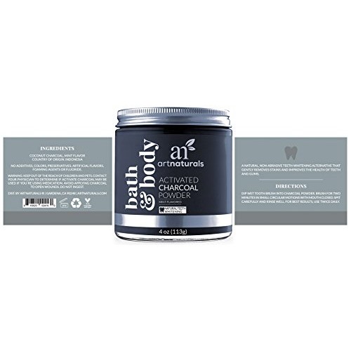 artnaturals Teeth Whitening Activated Charcoal Powder - 4 Oz / 1...