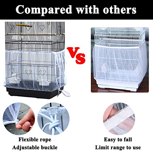 ASOCEA Universal Birdcage Cover Seed Catcher Nylon Mesh Parrot Ca...