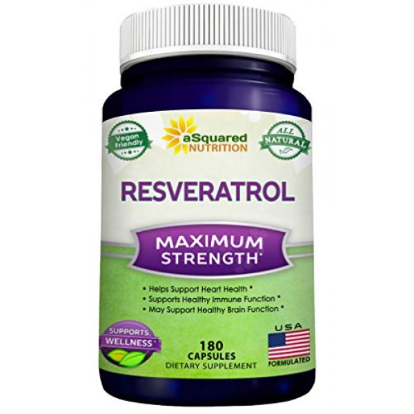 100% Natural Resveratrol - 1000mg Per Serving Max Strength 180 C...