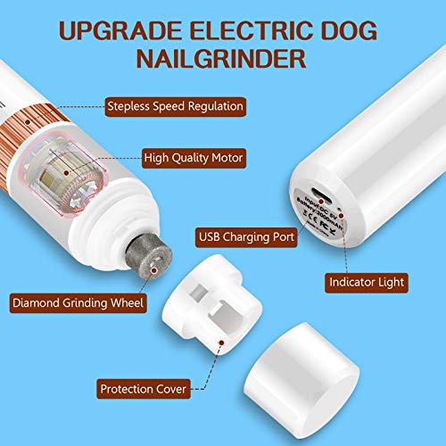 Upgrade Dog Nail Grinder and Clippers Quiet with 20h Working Time...