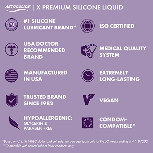 Astroglide X, Premium Waterproof Silicone Personal Lubricant, 5 oz.
