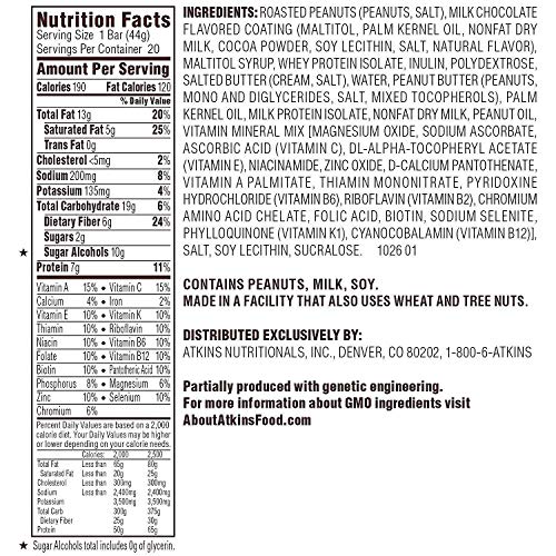 Atkins Snack Caramel Chocolate Nut Roll Pack 19 + 1 Bonus Bar