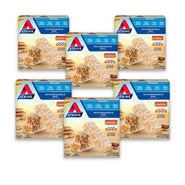 Atkins Snickerdoodle Snack Bar. with B Vitamins and Real Almond B...