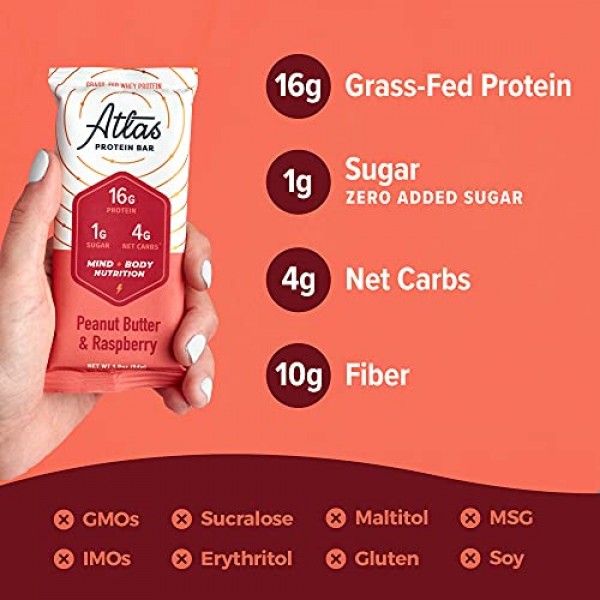 Atlas Protein Bar, Meal Replacement, Keto-Friendly Snack, Grass-F...