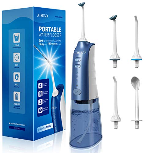 Water Pick Teeth Cleaner, NEWEST 2020 ATMOKO Portable Water Flo...