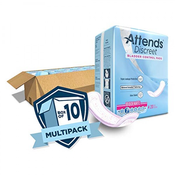 Attends Discreet Bladder Control Pads, Moderate Absorbency Liner ...