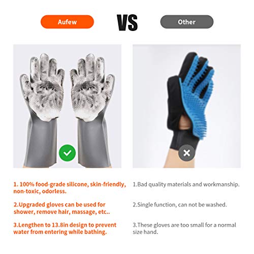 Aufew Magic Pet Grooming Gloves Dog Bathing Shampoo Brush, Heat R...