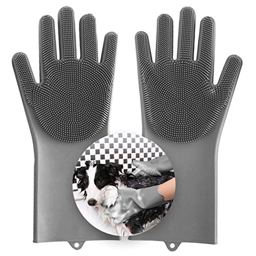 Aufew Magic Pet Grooming Gloves Dog Bathing Shampoo Brush, Heat R...