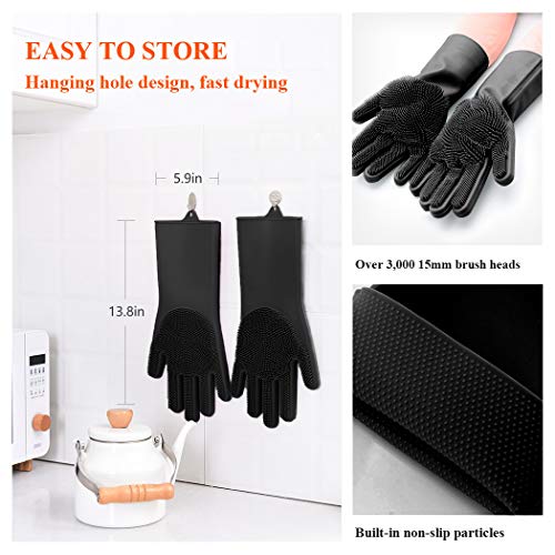 Aufew Pet Grooming Gloves, Silicone Dog Bathing Scrubber Brush wi...