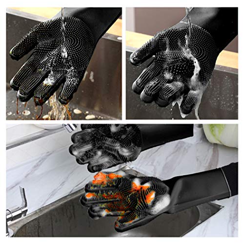 Aufew Pet Grooming Gloves, Silicone Dog Bathing Scrubber Brush wi...