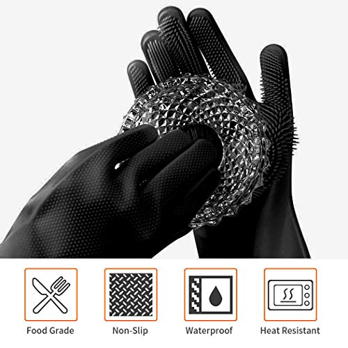 Aufew Pet Grooming Gloves, Silicone Dog Bathing Scrubber Brush wi...