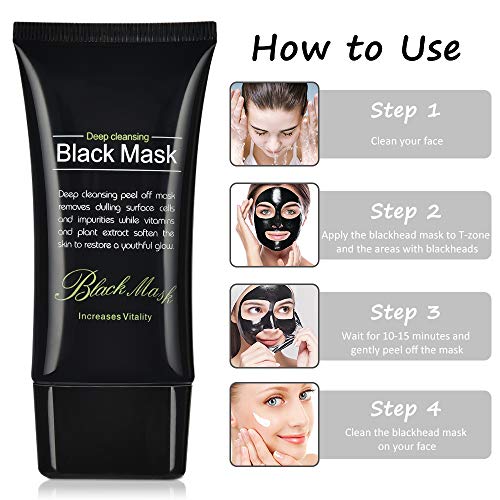 Blackhead Remover Face Mask,Black Mask,3-in-1 Purifying Charcoal ...