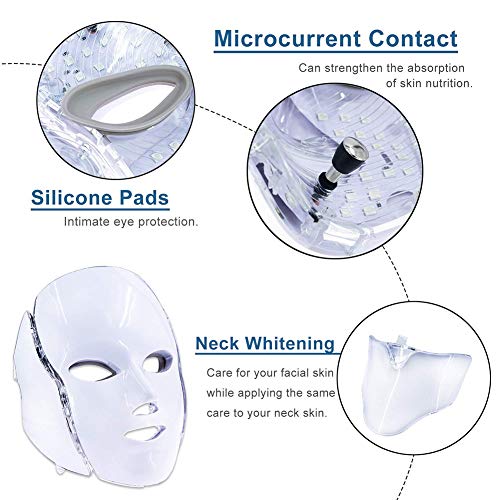 Led Face Light 7 Color Facial Skin Care with Blue & Red Light for...