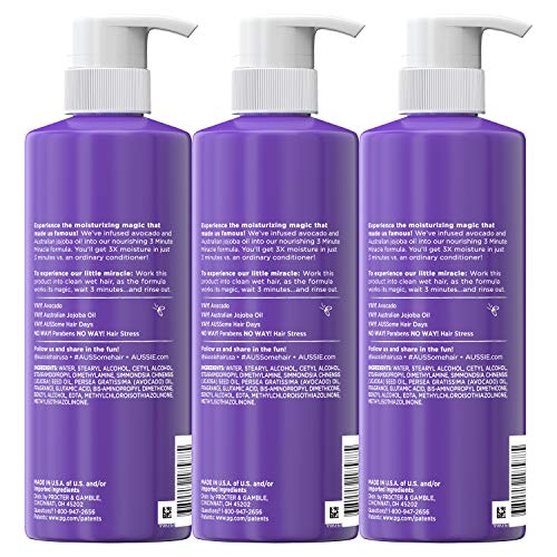 Aussie Deep Conditioner, with Avocado. Paraben Free, 3 Minute Mir...