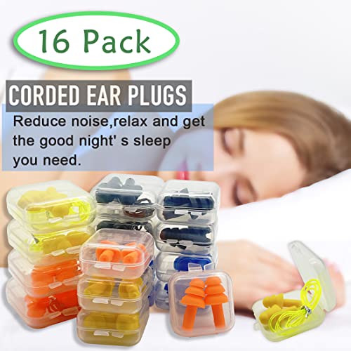 Ear Plugs for Sleeping,16 Pairs Noise Canceling Soft Reusable Sil...