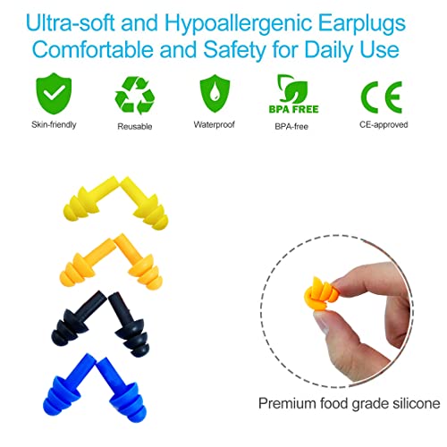 Ear Plugs for Sleeping,16 Pairs Noise Canceling Soft Reusable Sil...