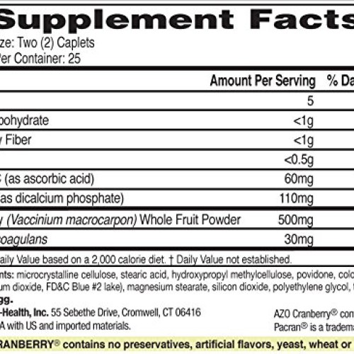 AZO All Natural Concentrated Cranberry Tablets, 50 Count Pack of 3