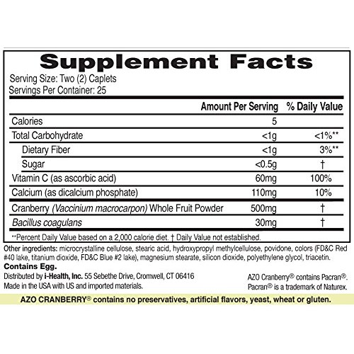 AZO All Natural Concentrated Cranberry Tablets, 50 Count Pack of 3