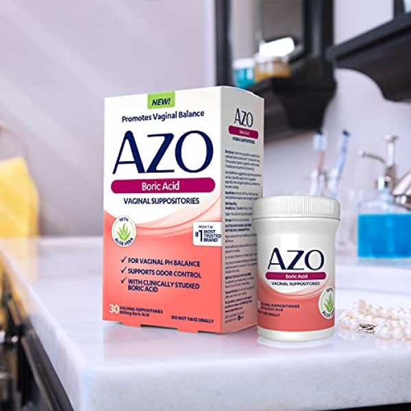 AZO Boric Acid Vaginal Suppositories, Helps Support Odor Control ...