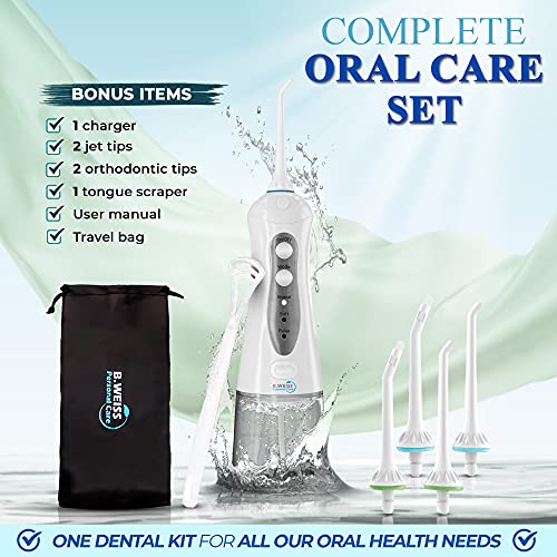 Water Flosser Teeth Cleaner, Professional flosser with 4 Jet Tips...