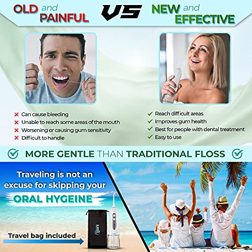 Water Flosser Teeth Cleaner, Professional flosser with 4 Jet Tips...