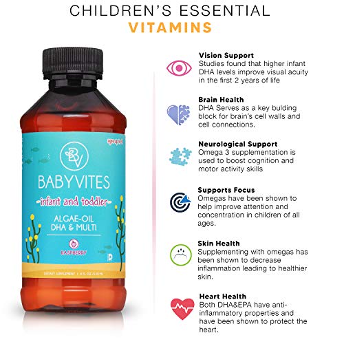 BabyVites Infant Toddler Liquid Multivitamin, Algae-Oil Vegetaria...