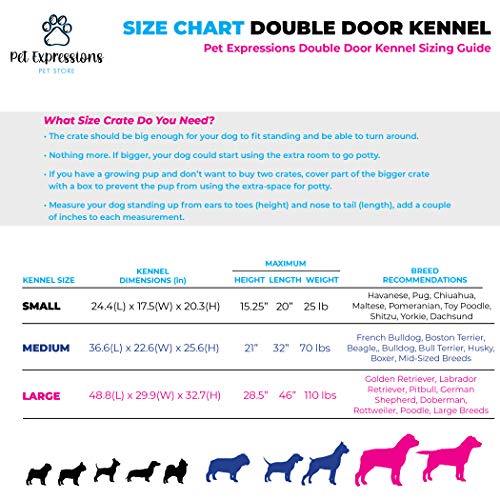 PET Expressions Luxury Colorful 36 Inch Foldable Dog Crate with 2...