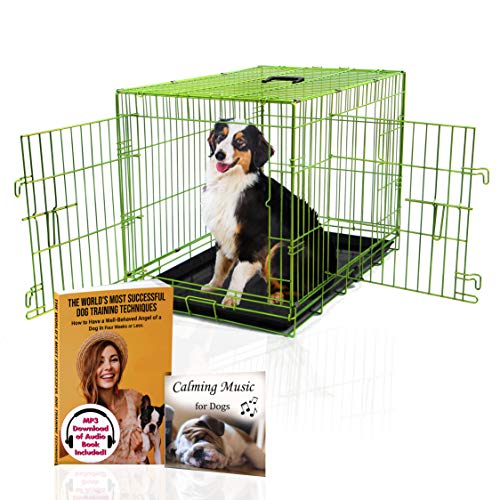 PET Expressions Luxury Colorful 36 Inch Foldable Dog Crate with 2...
